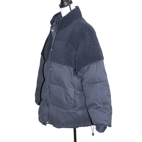 Good American 90s Sherpa Trucker Jacket Mix Blue Shearling Oversized Size 4 XL - Picture 9 of 13